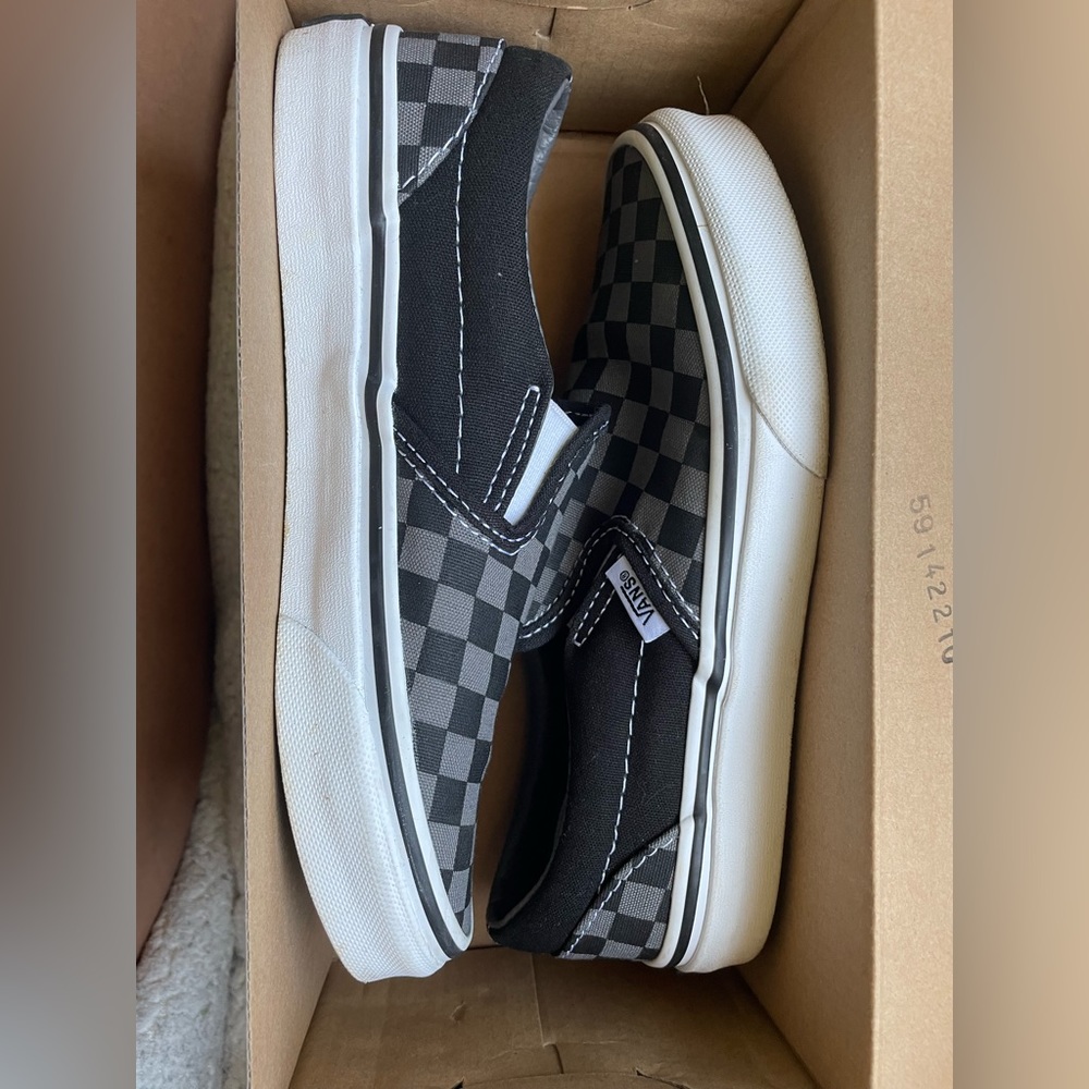 Black and Grey Checkered Vans